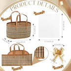Reallnaive Baskets for Gifts Empty Sturdy Woven Bamboo Gift Basket with Gift Bags and Ribbons for Christmas Thanksgiving Birthday Mothers Day Housewarming Party Gift Wrapping, 12"x 8"x 6"(12 Set) - Image 2