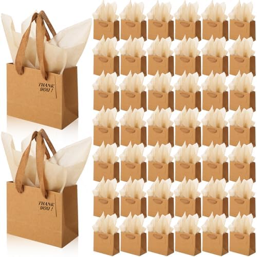 Zhanmai 100 Pcs Mini Gift Bags Bulk, Brown by Zhanmai