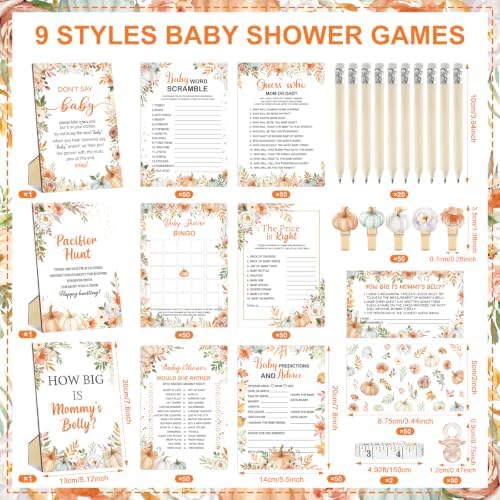 476 Pcs Little Pumpkin Baby Shower Games Fall Baby Shower Decorations - Image 2