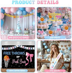 Free Throws or Pink Bows Gender Reveal Decorations, Baby Boy or Girl Gender Reveal Decorations, Basketball or Bows Party Décor Backdrop Balloon Banner Tablecloth Cake Cupcake Topper Box Sash - Image 4