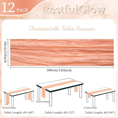 12 Pack Peach Cheesecloth Table Runner 10Ft 23 x 120 Inch - Image 2