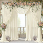 30ft x 10ft Ivory Backdrop Curtain Drapes, Wrinkle-Free Sheer Chiffon Fabric Photo Background Panels for Wedding Arch Party Ceremony Stage Photography Decorations - Image 4