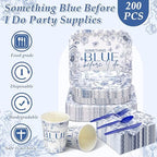 350 Pcs Something Blue Before I Do Paper Plates and Napkins Set - Image 5