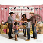 Pink Western Cowgirl Backdrop Size 10x8 Ft Rustic Wooden House Barn Design Party Banner Durable Polyester Photo Booth Background for Cowgirl Birthday & Farm Party Decorations Supplies - Image 4