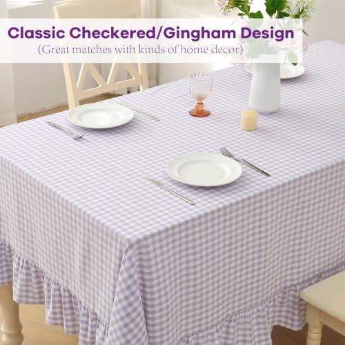 Lavender White Gingham Tablecloth Rectangular 102"x60" - Image 5