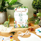 Panitay 100 Pcs DIY Baby Bibs Decorating Kit 50 White Bibs 25 Stencils 24 Markers 1 Baby Shower Game Sign - Image 6