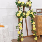 U'Artlines 5 Pack Artificial Yellow Rose Garlands Flower Vines 32.5 ft - Image 4