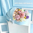 6PCS Baby Shower Box, Baby Carriage Centerpiece Floral Baskets, Crib Basket Cardboard Box, Cradle-shaped Flower Basket Gift Boxs for Celebration Birthday Decor (Blue, 13.19*6.89*3.15 in) - Image 2