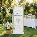 Welcome To Sage Green Botanical Minimalist Baby Shower Satin Welcome Banner by Custom