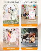 Wedding Sign Holder - Adjustable Welcome to Our Wedding Sign Stand Stand with 39 Premium Templates & Leather Straps,6PCS Screwdriver Set Tool Kit Heavy Duty Easel Stand for Sign Display Poster - Image 6
