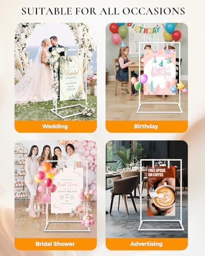 Wedding Sign Holder - Adjustable Welcome to Our Wedding Sign Stand Stand with 39 Premium Templates & Leather Straps,6PCS Screwdriver Set Tool Kit Heavy Duty Easel Stand for Sign Display Poster - Image 6