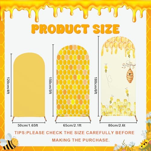 3 Pcs Honey Bee Arch Backdrop Covers Honey Theme Stretchy Backdrop Cover - Image 2