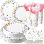 Pickmesh 400 Pcs Wildflower Party Supplies Paper Plates Napkins Serve 50 by Pickmesh