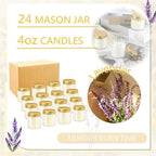 ACITHGL 24 Pcs 4oz Mini Mason Jar Candles Small Lavender Scented Candles Bulk Aromatherapy Ideal Souvenir Favors for Wedding Birthday Party (Gold, 24) - Image 3