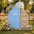 Mindsoft 2 Pcs Arch Backdrop Cover 6ft and 7.2ft Spandex Stand Cover for Baby Shower Birthday Wedding Bridal Shower Party Decorations (Blue and Brown,Cielito Lindo) - Image 6