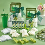 6 Sets Baby Shower Prizes for Game Winners Baby Shower Favors Include Plastic Tumblers Notepad Lip Balms Hand Creams Bear Bath Towels Gift Bags for Wedding Bridal Showers Game Gifts (Green) - Image 4