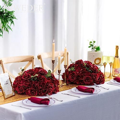 Burgundy Flowers Balls for Centerpieces: 15.7in Diam, Set of 2 - Image 3