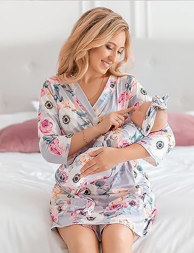 Mommy and Me Robe and Swaddle Set | Maternity Robe Matching Baby Girl, Boy - Image 5