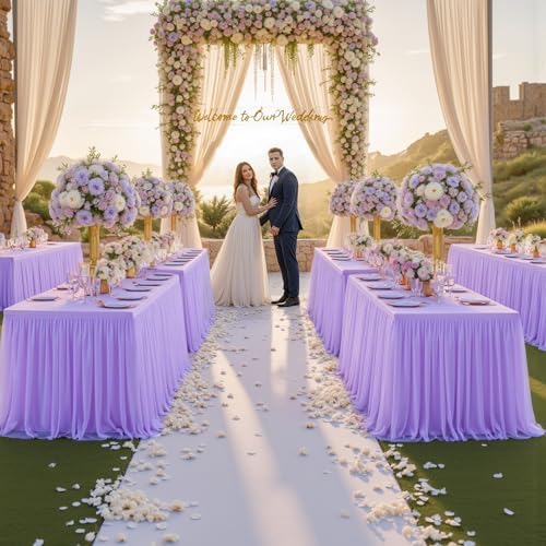 HB HBB MAGIC Purple Table Cloths 6 Foot Rectangle Tulle Table Skirt Rectangle Tables 6ft Fitted Spandex Table Covers Stretch Elastic Banquet Wedding Baby Shower Birthday Party Table Cloths - Image 7