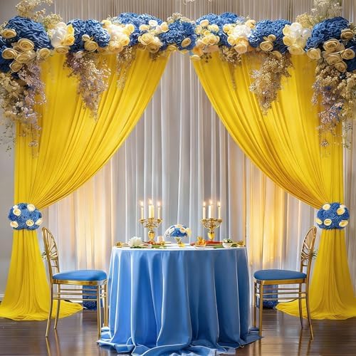 20x10ft Yellow Backdrop Curtain Panels for Parties - Wrinkle Free Polyester Photo Curtain Backdrop Wedding Back Drop Fabric Drapes for Party Decorations Background for Photography - Image 7
