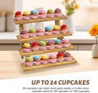 Wooden Cupcake Stand for 24 Cupcakes, 4 Tier Cupcake Display Stand Rustic Tiered Display Stand Dessert Table Display Set Cupcake Stand for Baby Shower Decorations Birthday Party Supplies Perfume Display(Pine Wood 2Pcs) - Image 6