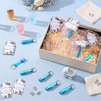 50 Sets Baby Shower Favors Shot Glasses Keychain Gifts, Cowboy, Blue - Image 5