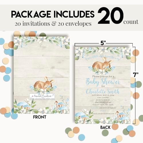 Custom Baby Shower Invites Oh Deer Invitation for Boys 20 5x7 Custom Personalized Wildlife Invites With Envelopes - Unique Little Deer Baby Shower Cards - Image 4