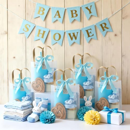62PCS Baby Shower Prizes for Game Winners, Baby Shower Favors Gift Set for Games, Bridal Shower & Party Events, with Tumblers Notebooks Candles Mirror with Hair Brush & Gift Bags (Blue) - Image 4
