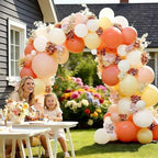 Pink Yellow Peach Balloons with Hydrangea Artificial Flowers, Double Stuffed Pastel Pink Coral White Ivory Balloon Arch for Wildflower Baby Shower Birthday Bridal Shower Easter Tea Party Decor - Image 2