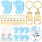 Vesici 25 Sets Baby Shower Favors for Guests Mini Handmade Footprint Scented Soap with Bottle Openers Keychains and Thank You Cards for Shower Gender Reveal Party Favors (It's A Boy) by Vesici