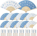 Wenqik 24 Sets Coastal Seashell Folding Fans Bulk with Organza Bags Blue Bow Beach Paper Hand Fans for Wedding Last Toast on The Coast Baby Shower Summer Ocean Under The Sea Party Favors Supplies by Wenqik