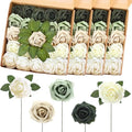100 Pcs Artificial Foam Rose Flower Faux Bouquet Wedding Fake Rose Gift for Mother's Day Women DIY Bridal Shower Party Table Birthday Home Spring Decor (Shades of Emerald) by Luinabio