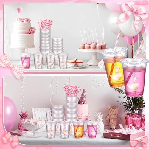 Jingmore 100 Pcs 50 Pcs One Silly Goose Plastic Cups, 16 oz, Pink - Image 6