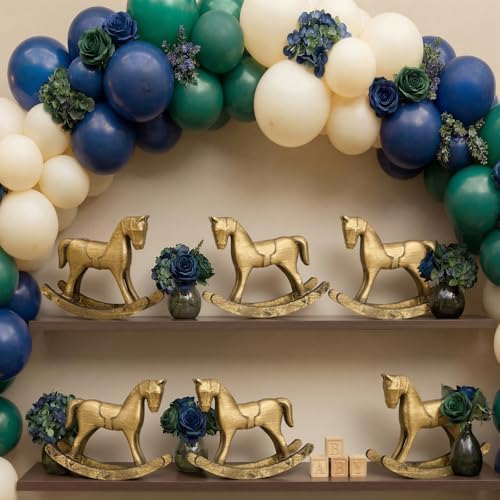 Vicenpal 12 Pack Baby Shower Wooden Vintage Rocking Horse Table Decoration for Blue Green Tartan Plaids Party Centerpiece Rocking Horse Decor for Baby Shower Party Wedding Birthday Decor (Brown) by Vicenpal