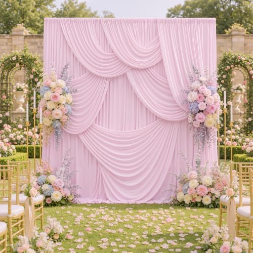 50×10 Light Pink Curtains for Wedding Party Backdrop Decor-10 Panel 5×10ft by LeegleriTableSkirt