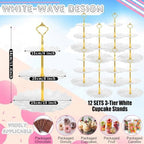 Patelai 12 Pack Plastic 3 Tier Cupcake Stand Holder, White - Image 3