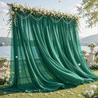 10ft×10ft Wrinkle Free Hunter Green Backdrop Curtain Drapes, 2 Panels 5ftx10ft Sheer Tulle Chiffon Backdrop Panels Curtains for Wedding Baby Shower Birthday Party Stage Photo Home Decorations by Unknown