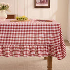 Romanstile Gingham Ruffled Tablecloth Rectangle, 60 x 84 Inch, Red by Romanstile