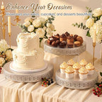 Wenqik 5 Pcs Metal Silver Cake Stand,16/14/12/10/8 In Round Cake Holder - Image 5