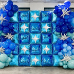 Electric Balloon Pump and 32PCS Blue Square Foil Balloon with Star Foil Balloon, 600W Dual Nozzle Air Pump & Metallic Light Blue Mixed Tunnel Arch Kit for Boy Birthday Baby Shower Graduation - Image 4