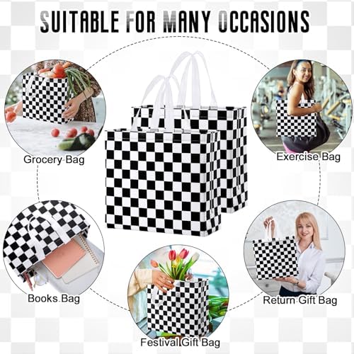 Abbylike 30 Pcs Checkered Racing Gift Bags Bulk, Large Reusable Tote Bags - Image 6