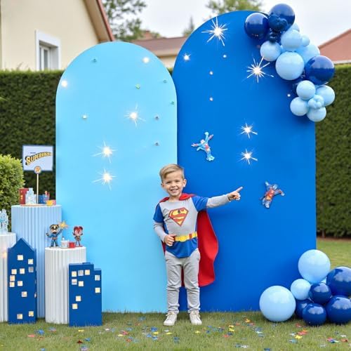 Blue Royal Blue Arch Backdrop Cover Set of 2-7.2ft 6ft Dual Color Wedding Arch Cover,Wrinkle Free Stretchy Spandex Fitted Chiara Arch Stand Cover for Boss Baby Birthday Party Photo Photography - Image 6