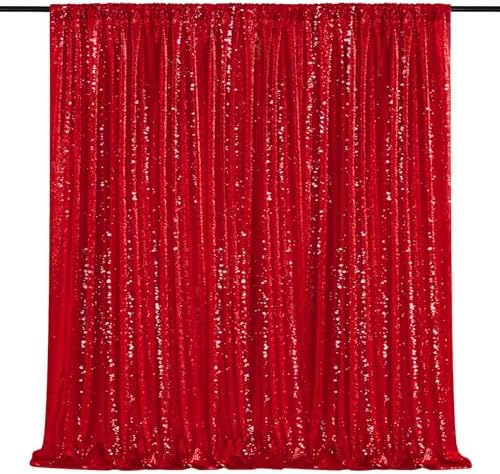 8ft x 8ft Red Sequin Backdrop Curtain Sparkle Photo Backdrop by QueenDream