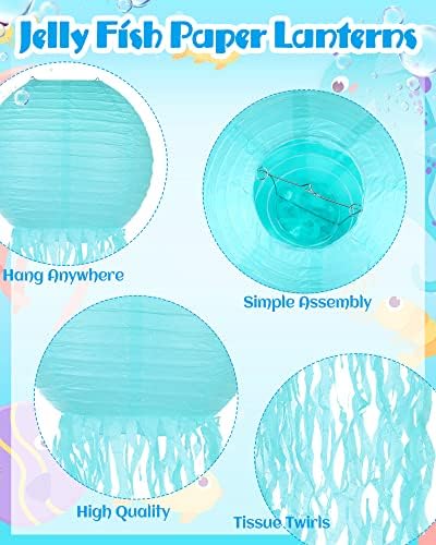 18 Pcs Jellyfish Paper Lanterns Jellyfish Lantern Hanging Decoration Ocean Theme Party Supplies Mermaid Birthday Decorations for Baby Shower Under The Sea Birthday Party Supplies(Vintage Color) - Image 3