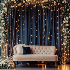20ftx14FT Wrinkle Free Navy Blue Backdrop Curtain for Wedding Parties - Image 5