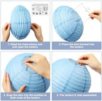 12 Pcs Hydrangea Plaid Paper Lanterns 8" 10" 12" Blue White Floral Chinese Lanterns for Summer Birthday Wedding Baby Shower Garden Tea Party Decorations - Image 6