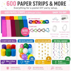 600 Paper Chain Strips 12 Colors Party Garland Kit with Star Garland - Image 2