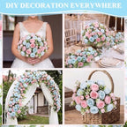 8 Bundles Artificial Peony Centerpiece Flowers,Blue Pink - Image 3