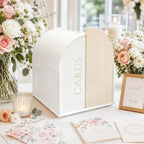 White Arched Wedding Card Box with Light Beige Standee & Erasable Pen - Image 2