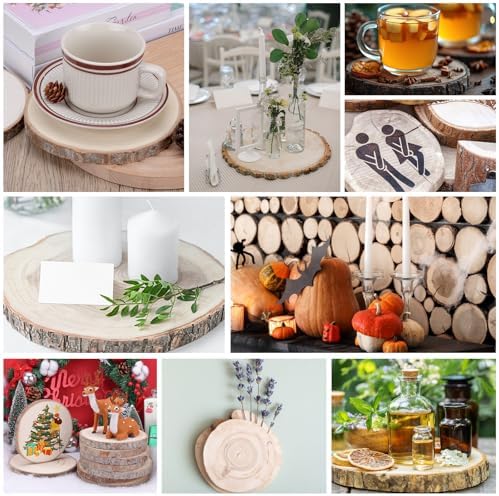 10 Pcs Natural Wood Slices.7-8 Inch Wood Rounds for Weddings Centerpieces Decor. Wood Circles & Slabs for DIY Painting Crafts.Wood Centerpieces for Tables and Baby Shower Centerpieces. - Image 3